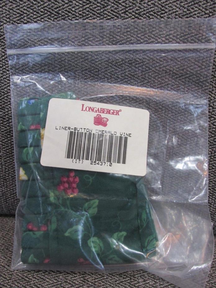 NIP Longaberger Button Emerald Vine Basket fabric Liner - stand-up edge 2543710