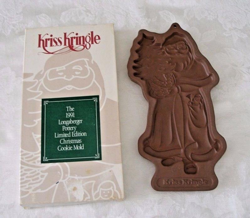 Vintage Longaberger CLAY COOKIE MOLD KRIS KRINGLE Santa Christmas  New w Box