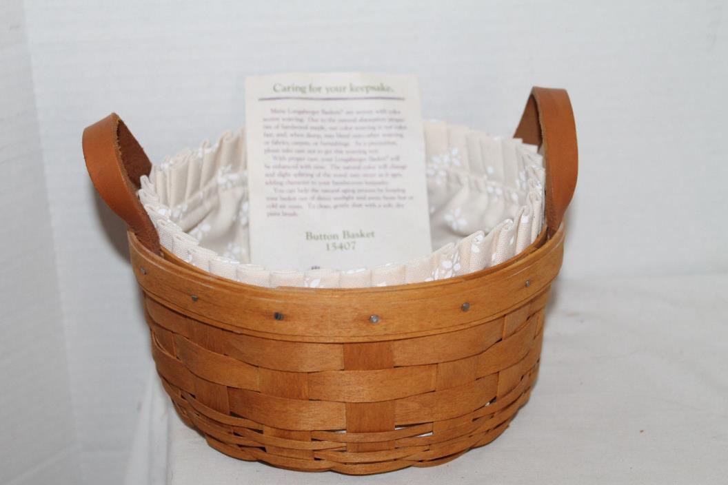1994 LONGABERGER  BUTTON BASKET, FABRIC, CARD