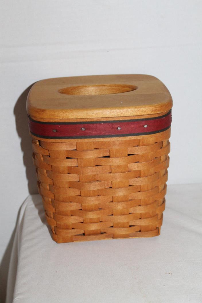 1994 LONGABERGER TALL TISSUE  BASKET, LID, FATHER'S DAY