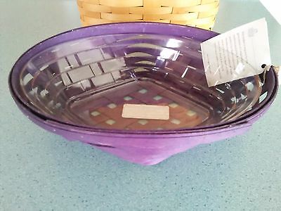 Longaberger Purple medium Oval Diamond basket & protector NEW