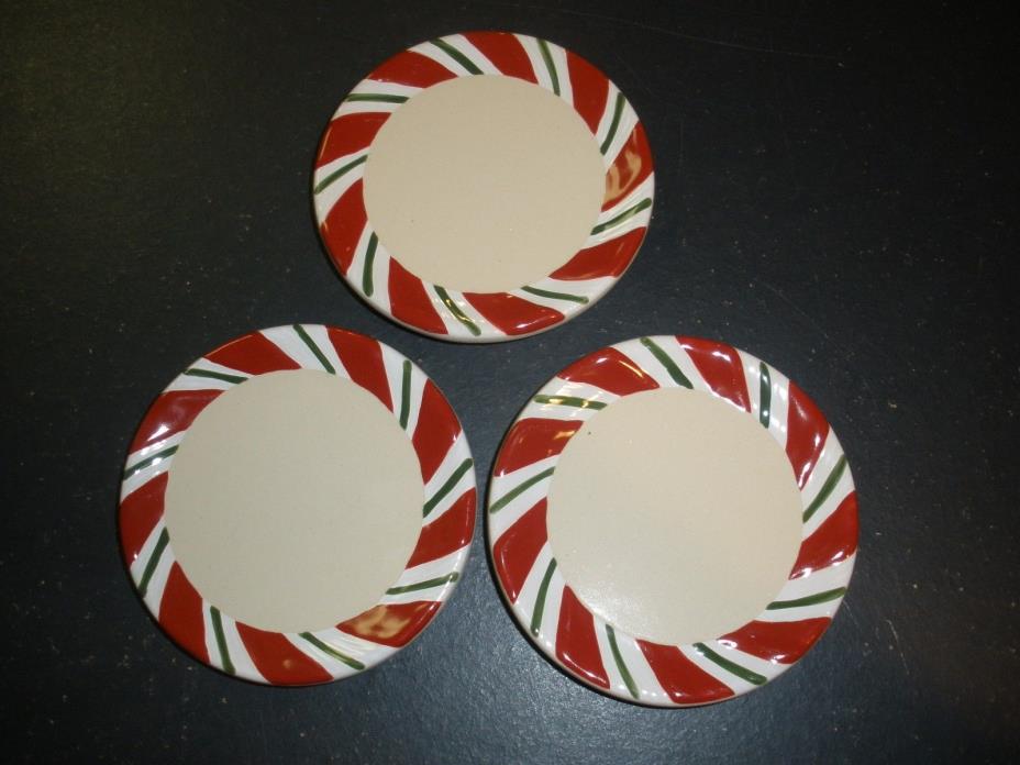 Longaberger Christmas Pottery Peppermint Twist Coasters  set of 3