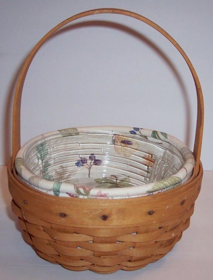 Longaberger 2001 Small Easter Basket Combo Protector & Botanical Fields Liner