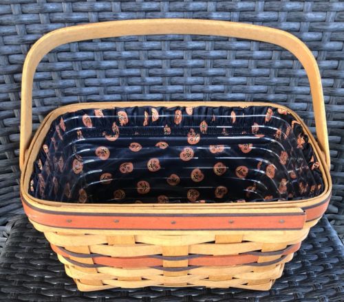 Longaberger Halloween 1994 Boo Basket With Pumpkin Liner And Protector Pre Owned
