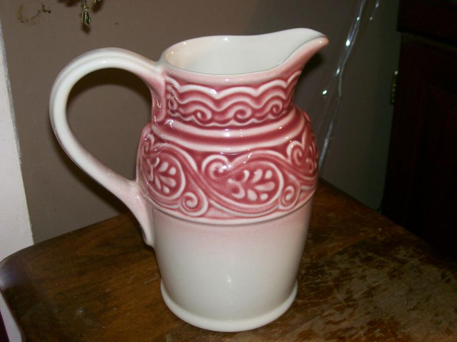 Longaberger Pottery American Craft Originals Paprika Embossed 40oz Pitcher USA