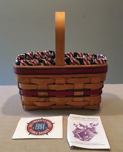 Longaberger '94 All American Candle Basket Combo Stars Stripes Liner & Protector