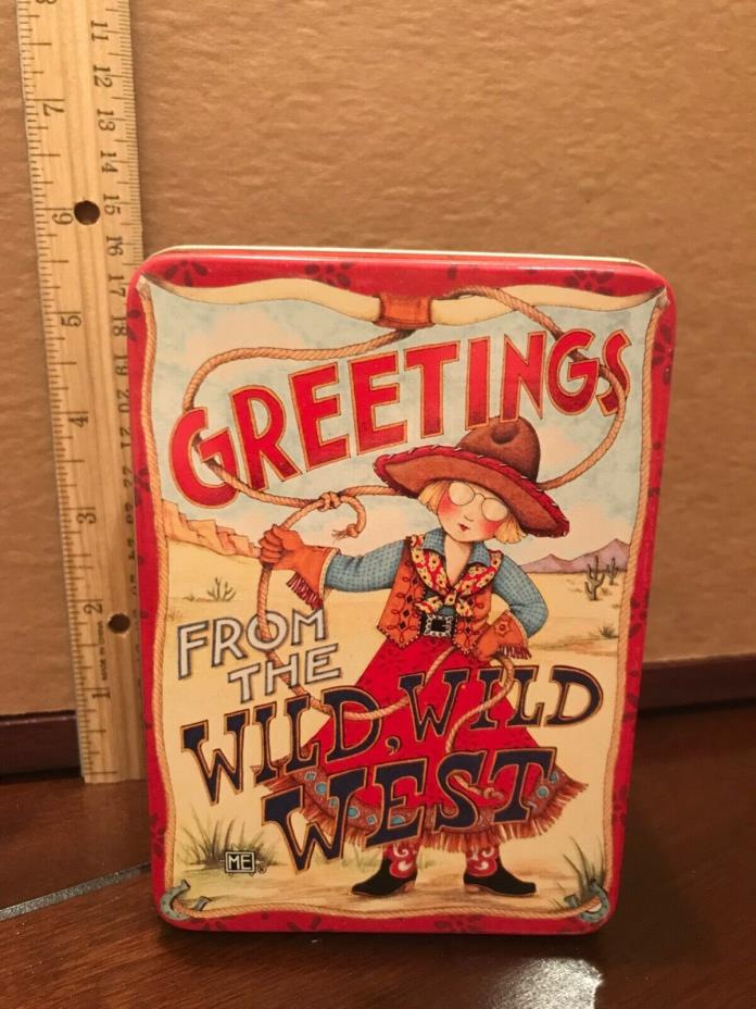Mary Engelbreit Tin - Greetings From The Wild Wild West - ding on bottom