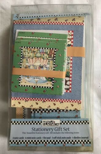 Mary Engelbreit Stationary Gift Set Note Cards List Pad Sticky Notes Journal NIB