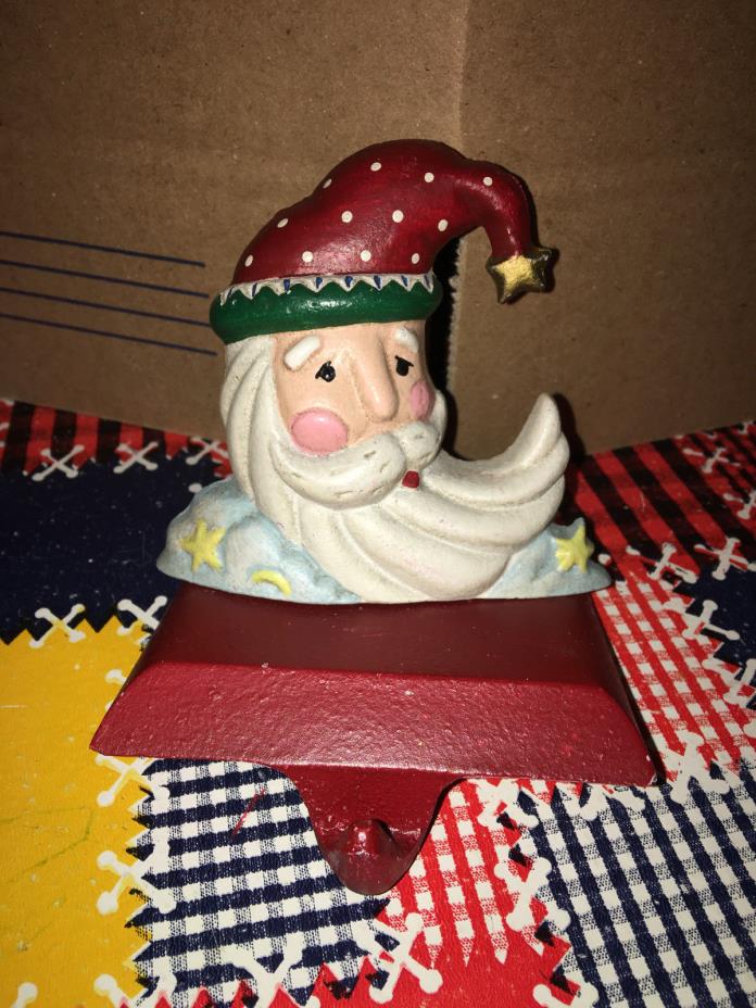 MIDWEST CANNON FALLS IMPORTS CAST IRON STOCKING HOLDER SANTA HAT CLOUD STARS