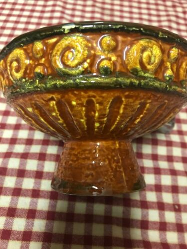 Vtg Compote Bowl Pedestal Planter National Potteries Napco 6x3.75”