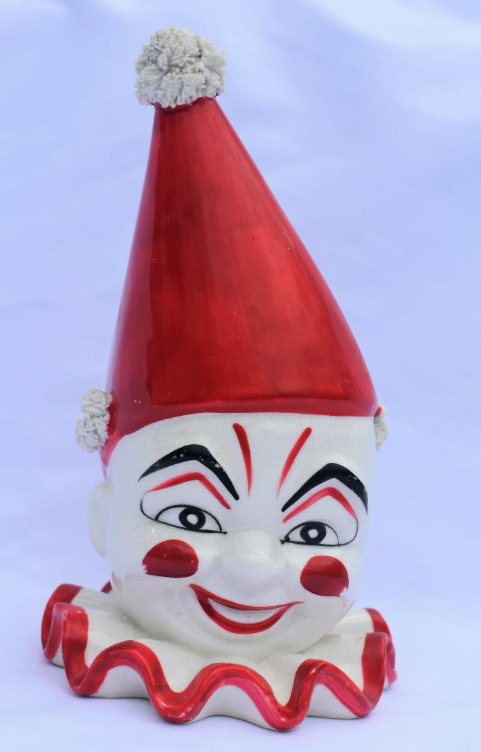 VINTAGE 1950'S NAPCO NATIONAL POTTERIES CO RED CLOWN PLANTER JAPAN