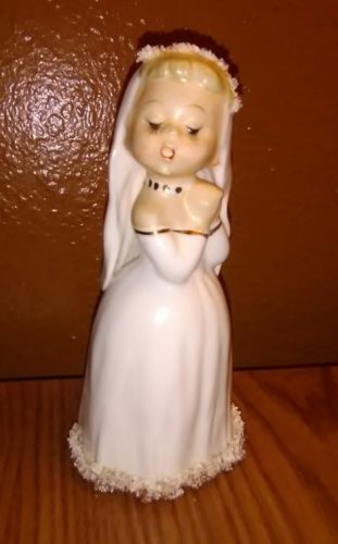 Vintage Bride Ceramic Figurine Napco S488B some spaghetti trim