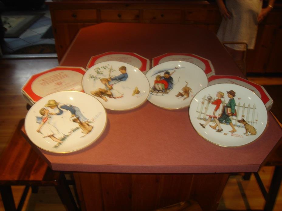 Gorham NORMAN ROCKWELL 1972 Four Seasons Collector Plates  Limited Edition Boxed