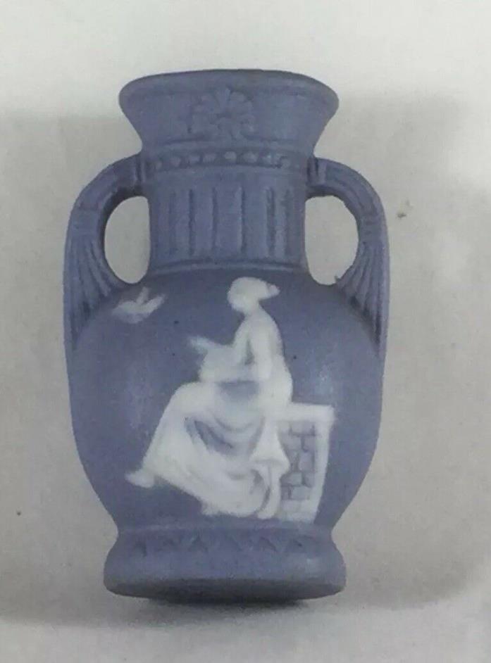 Blue Miniature Vase Made In Occupied Japan Jasperware Wedge Wood Urn