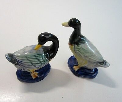 Set of 2 Vintage Mallard Duck Ceramic Figurines by Torie China Occupied Japan