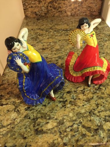 Porcelain set of two Flamenco Dancers made in Japan
