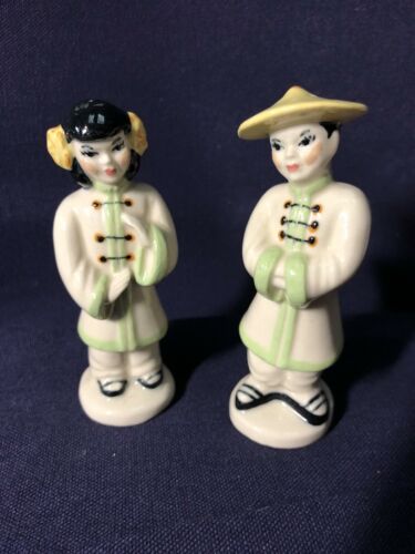 Vintage Salt and Pepper Asian Man and Woman Occupied Japan China Chinese People