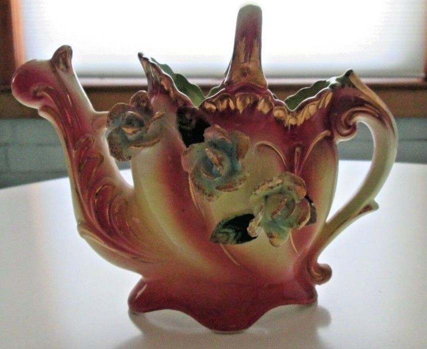 Antique Pottery Porcelain Watering Can Floral Japan FANCY