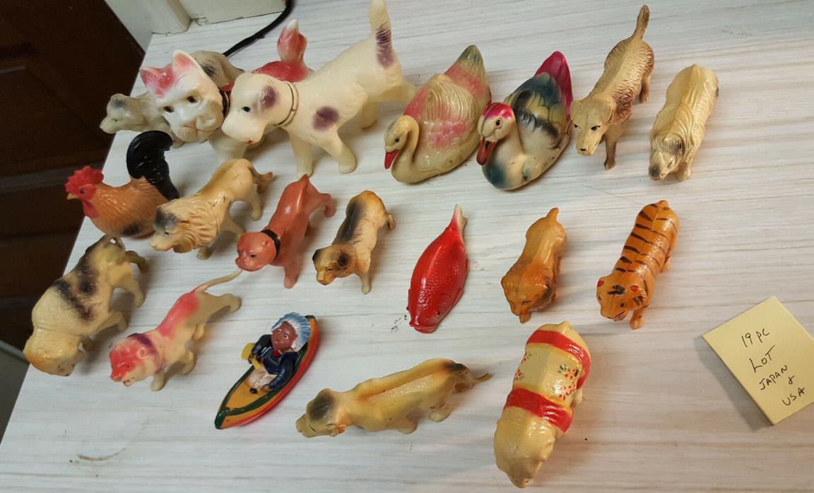 VINTAGE RARE Celloid FIGURINES lot of 19 / Made In Occupied Japan & usa