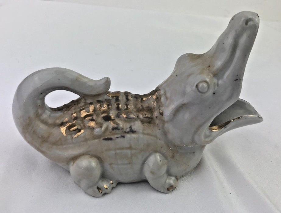 Vintage Alligator Figurine with Open Mouth Made in Occupied Japan, Ashtray
