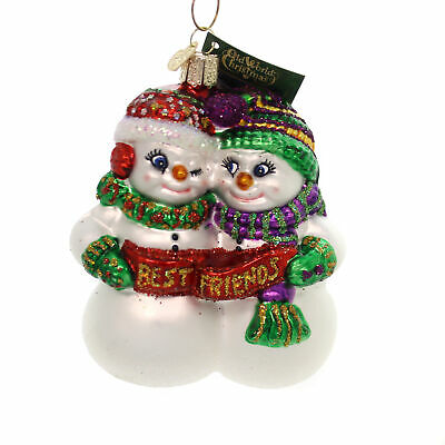 Old World Christmas BEST FRIENDS Glass Ornament Snowmen 24008