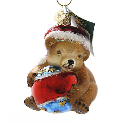 Old World Christmas PLAYFUL CUB Glass Ornament Teddy Bear 12533.