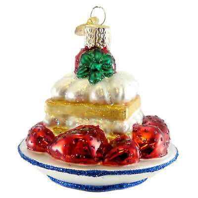 Old World Christmas STRAWBERRY SHORTCAKE Glass Christmas Ornament Food 32178