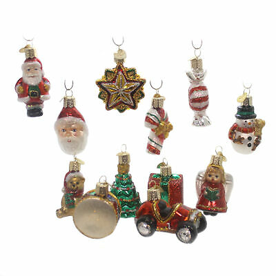 Old World Christmas MINI CHRISTMAS SET Glass Ornament St/12 Santa Star 14018