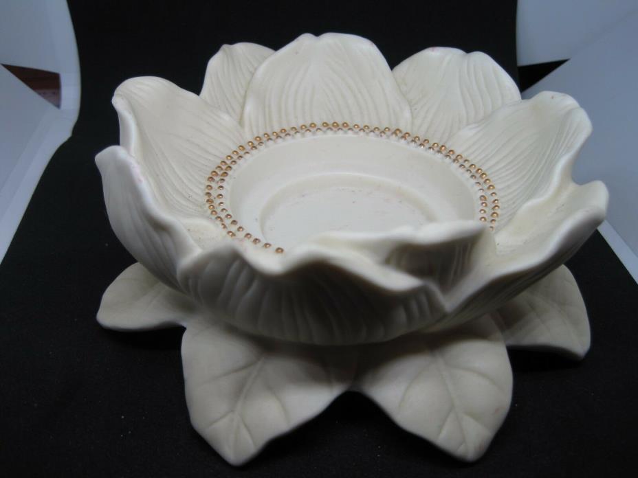 PartyLite Magnolia Porcelain Bisque Candle Holder for pillar or ball candles