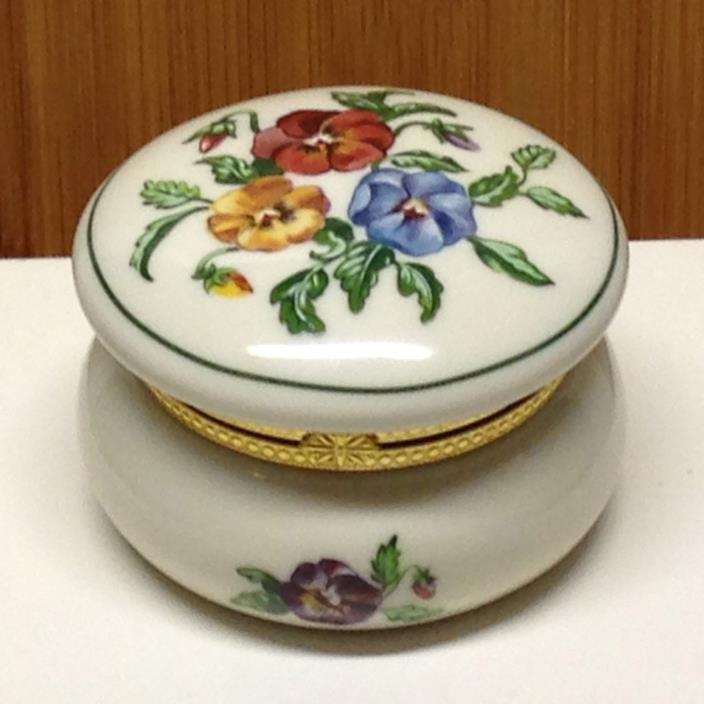 Partylite PANSY Porcelain Keepsake Box TEALIGHT CANDLE HOLDER Retired Pansies