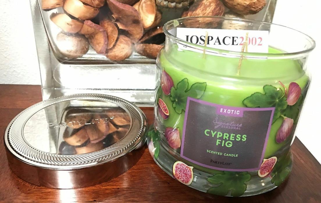 PARTYLITE Cypress Fig-3-WICK NEW SIGNATURE DECORATIVE JAR CANDLE-G73934