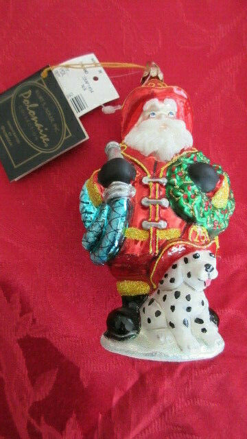 Polanaise Fireman Santa to the Rescue Kurt Adler w/Tags Glass Christmas Ornament