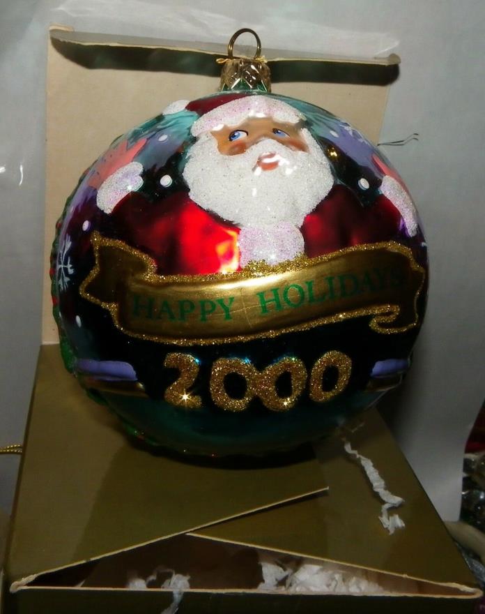 POLONAISE Collectible Glass Ornament From Poland “HAPPY HOLIDAYS BALL” 2000