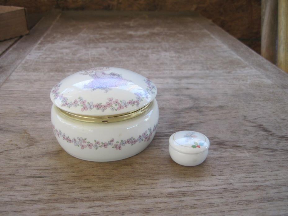 Two Precious Moments/Enesco Round Porcelain Trinket Containers, 3 3/4