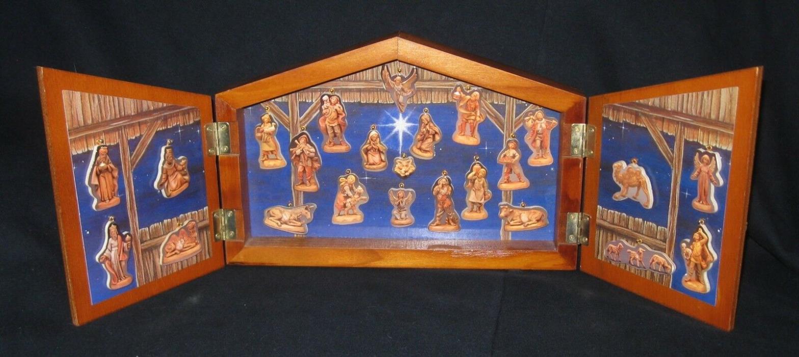 Vintage Fontanini Advent Calendar Set Roman Nativity Wooden Stable