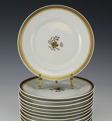 12pc set Royal Copenhagen Golden Clover Salad Plates, gilt details