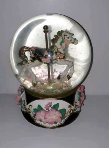 The San Francisco Music Box Company Musical Snow Globe Carousel Horse 1996