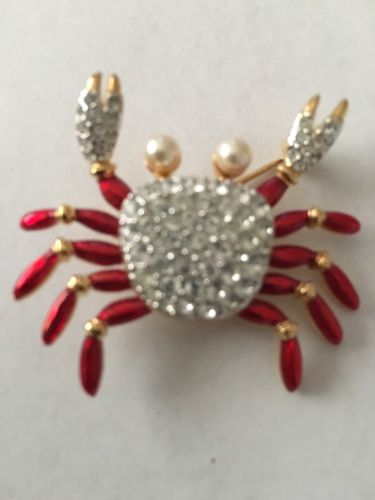Swarovski Vibrant Crystal Crab Pin  Brooch Signed - Beautiful! - New