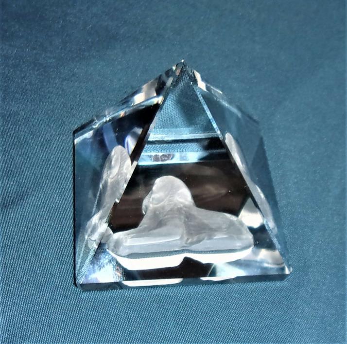 A SPHINX WITH IN A PYRAMID by KENSINGTON CRYSTAL - NEW IN BOX  OLD STOCK