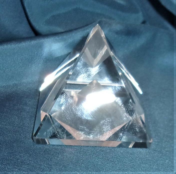 A PYRAMID WITH IN A PYRAMID by KENSINGTON CRYSTAL - NEW IN BOX  OLD STOCK