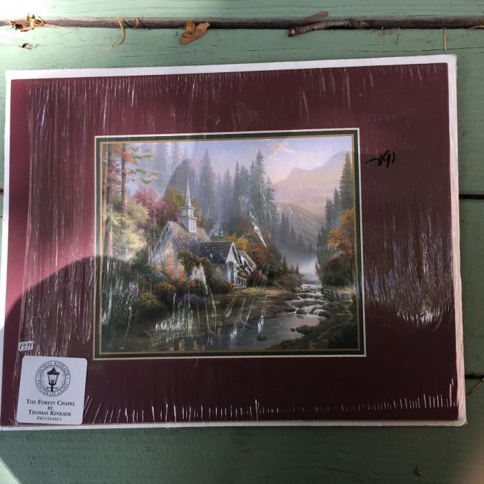 New Thomas Kincade Matted Print The Forest Chapel