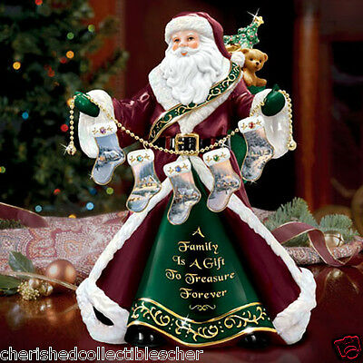 Thomas Kinkade Family Treasure Santa Figurine Birthstone Charms New w/COA