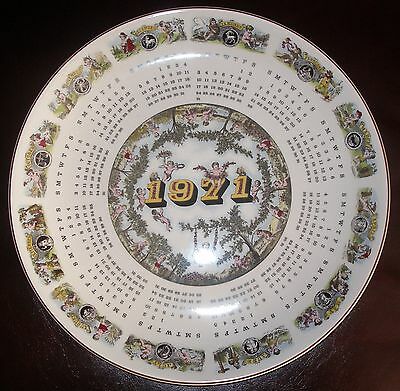Vintage 1971 Wedgwood Queensware Zodiac Cupids Porcelain 10” Calendar Plate