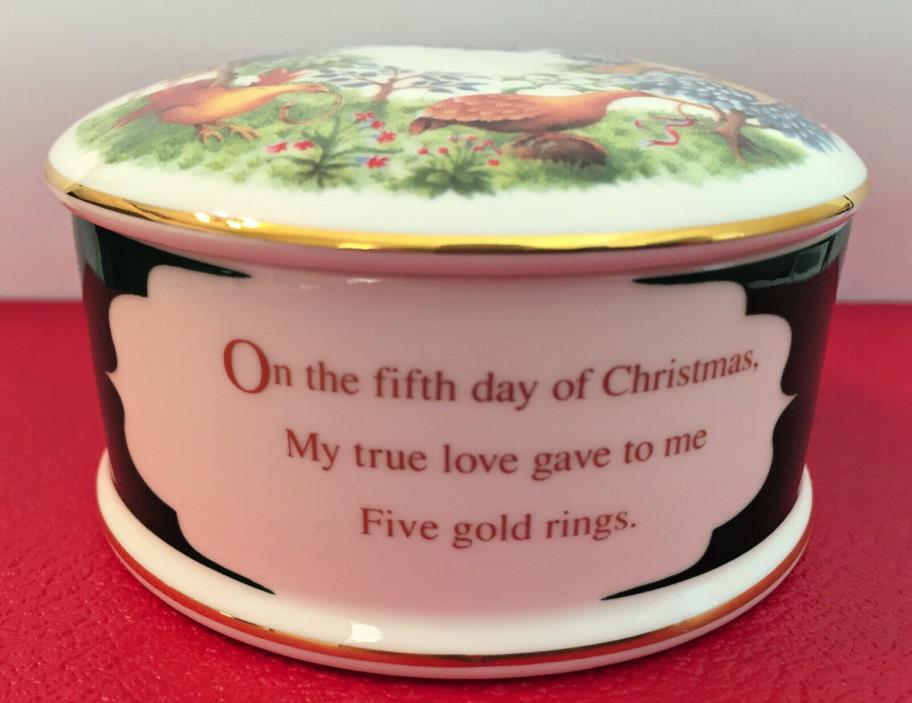Vintage 12 Days of Christmas Wedgwood Trinket Box - Five Golden Rings
