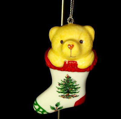 Spode Christmas Tree Teddy Bear in Stocking Collectible Ornament Holiday