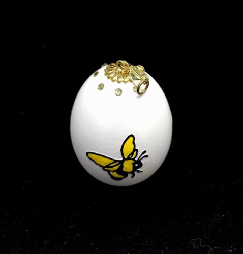 100% HANDMADE COLLECTIBLE REAL EGG EASTER EGG WITH BEE PAINTING