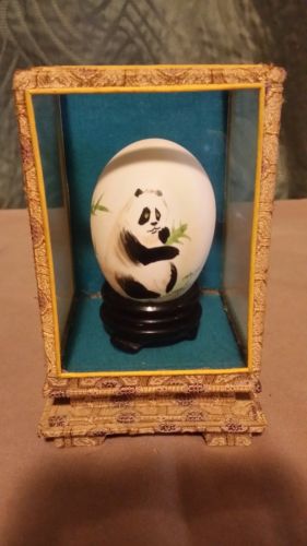 Vintage Chinese Hand Painted Panda on Egg, signed