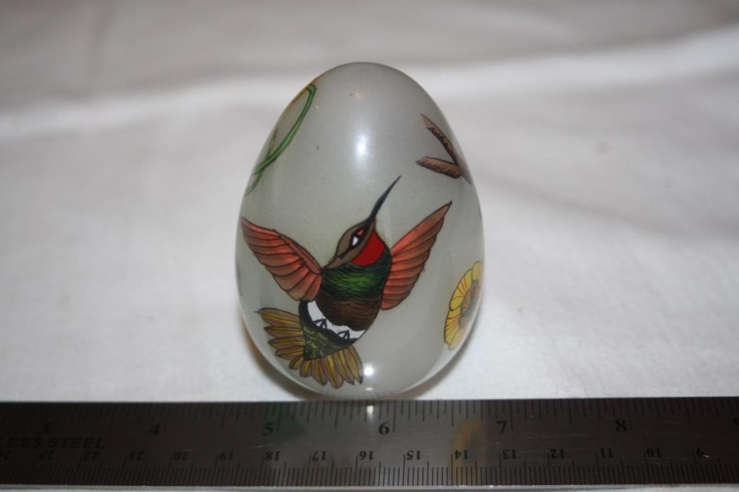 Hand Blown Hand Painted Glass Egg Treasured Visions?  Birds and Vines nice color