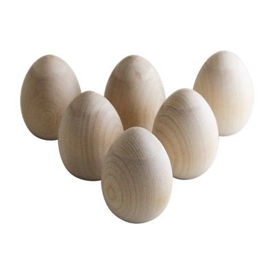 6 Wooden Easter Eggs - 2-1/2