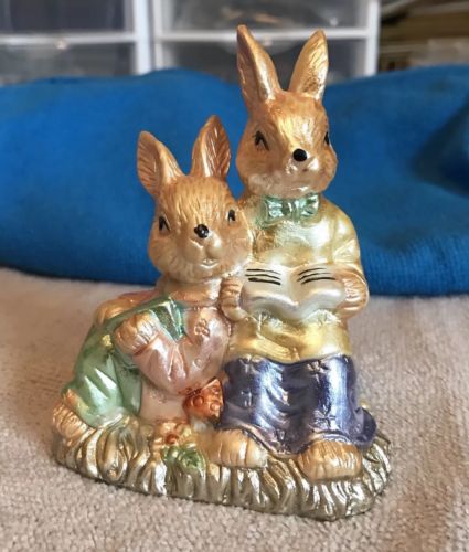 K's Collection Porcelain Sitting Easter Bunnies Figurine